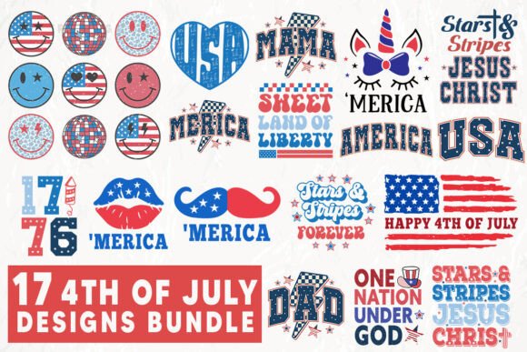 17 Patriotic 4th of July SVG Bundle: Graphics & T-Shirt Designs