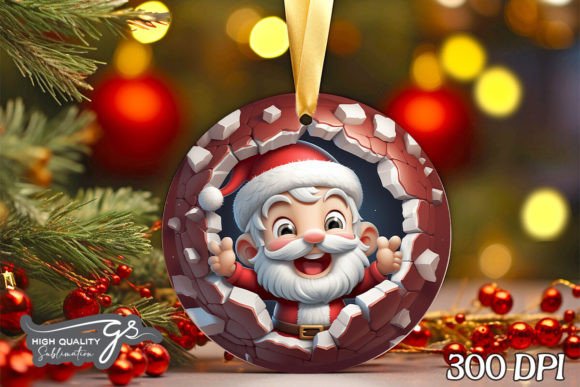 3D Santa Break Wall Ornament 34