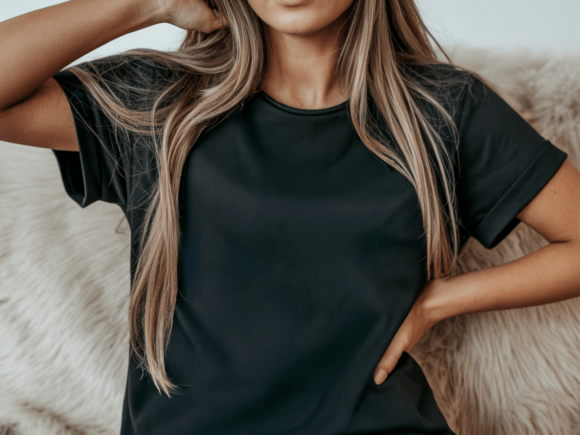 Black T-Shirt Mockup: Luxury Aesthetic for T-Shirts Graphics
